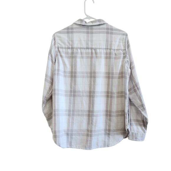 Jachs Girlfriend White and Gray Casual Button Down Shirt Oversized Size Small - Picture 2 of 9